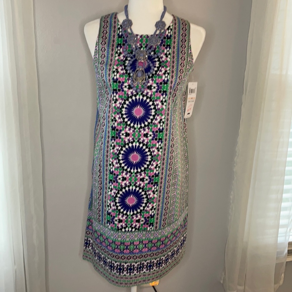 London Times Multi Color Print Shift Dress